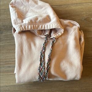 Pink Hoodie with Multicolor Drawstrings